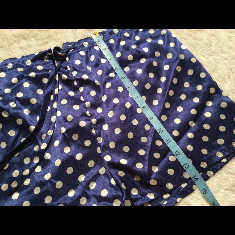 🌀2XHP!🌀VINTAGE | Satin Blue Silver Polka Dot PJs - Picture 10 of 12